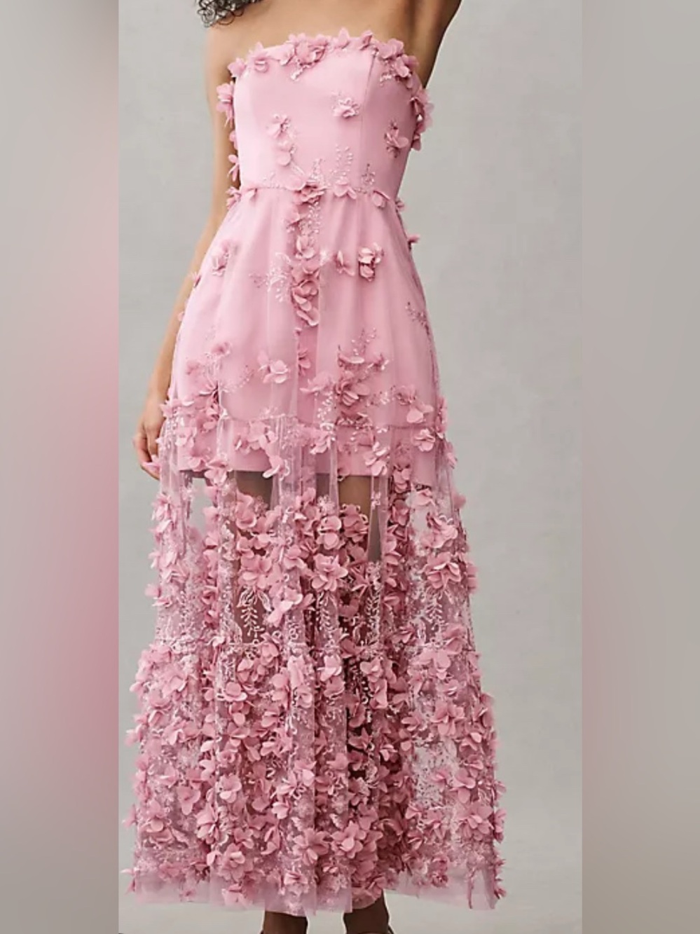 Helsi Audrey Square-Neck Floral Applique Sheer Midi Dress Sz XL see note